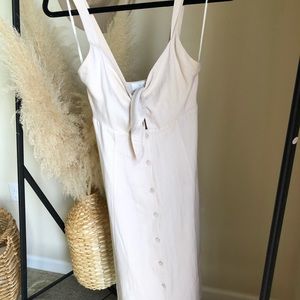 Beige midi button down dress